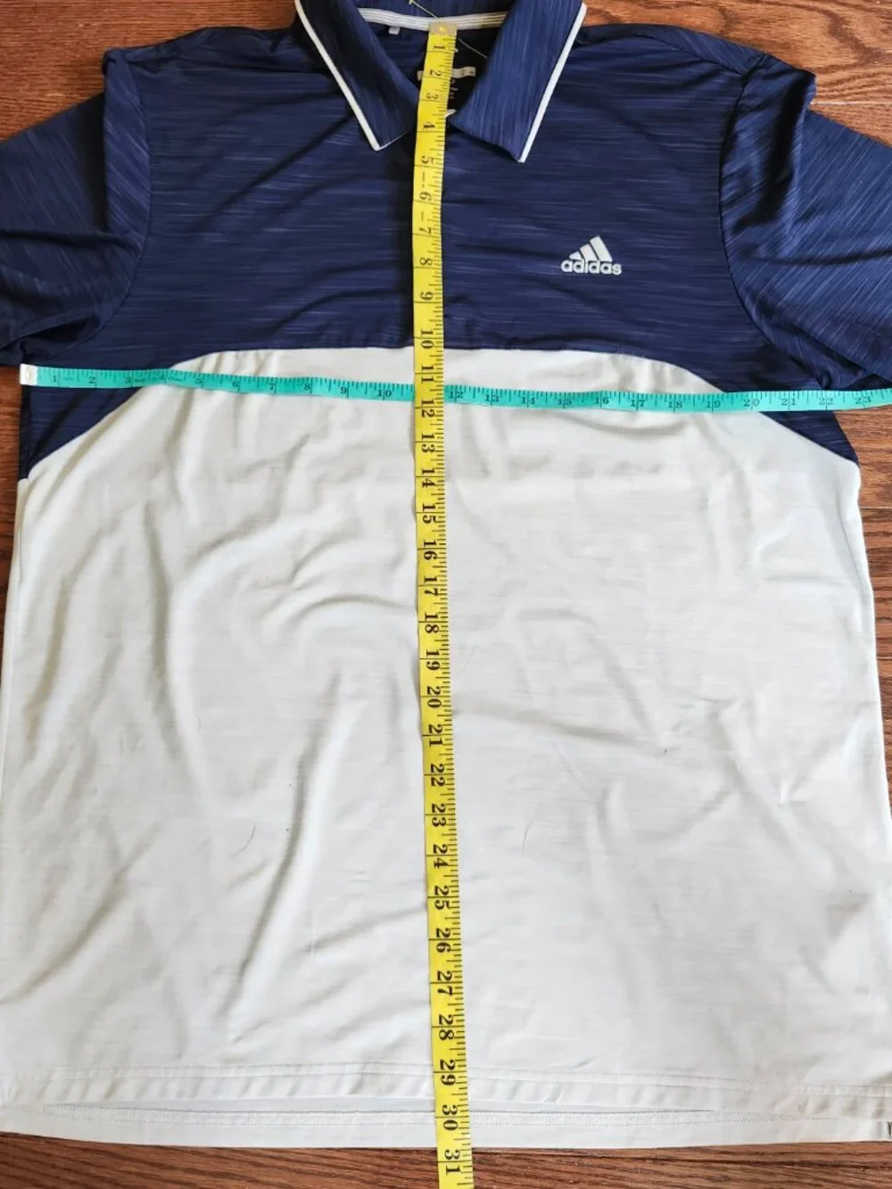 Adidas Golf Mens L Golf Shirt Polo Short Sleeve Navy Blue & Gray